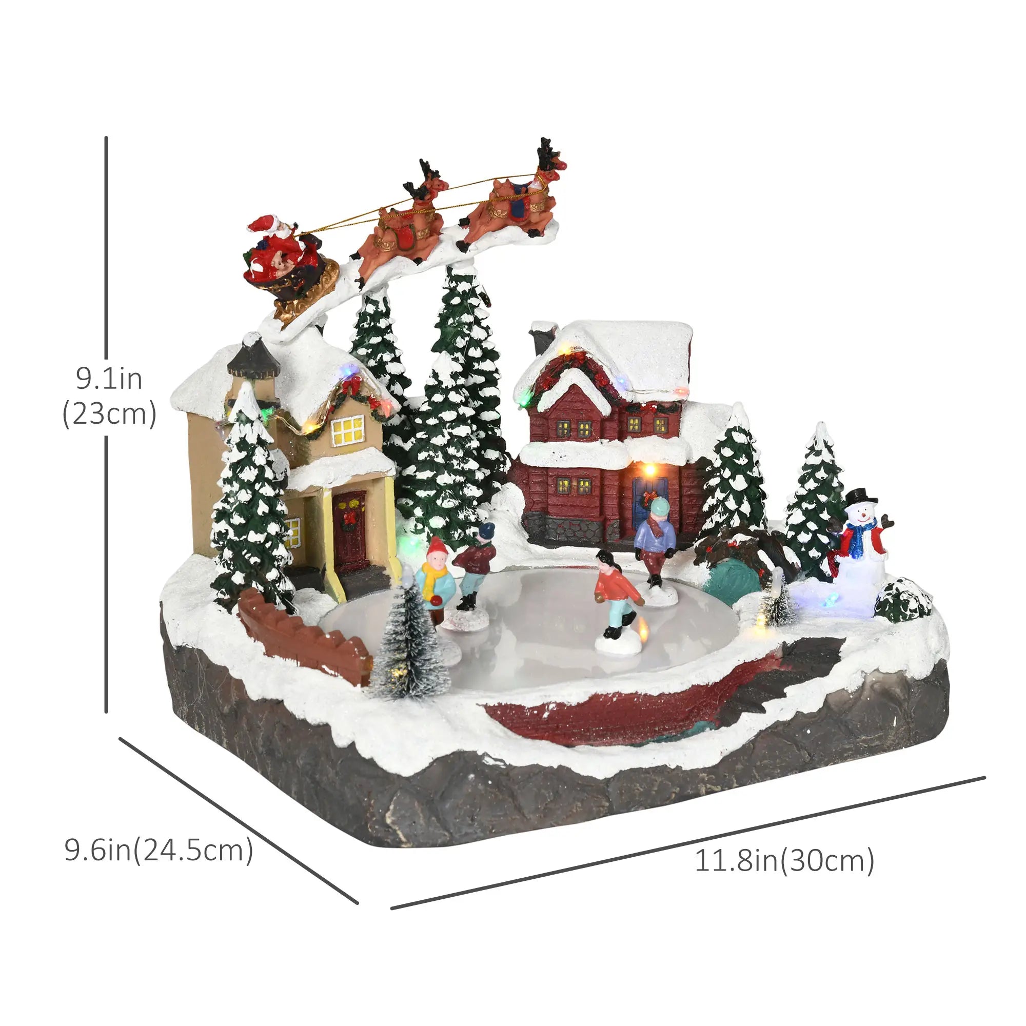 Animated Christmas Village Set, Santa Deer Skating Pond, LED Light, Multicolored Christmas Village Houses at Gallery Canada