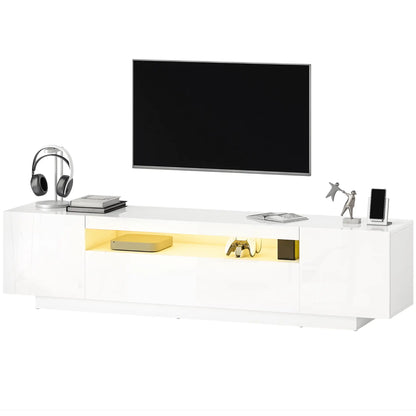 TV Stand for 65-85 Inch TV, RGB LED Lights, White TV Stands White at Gallery Canada
