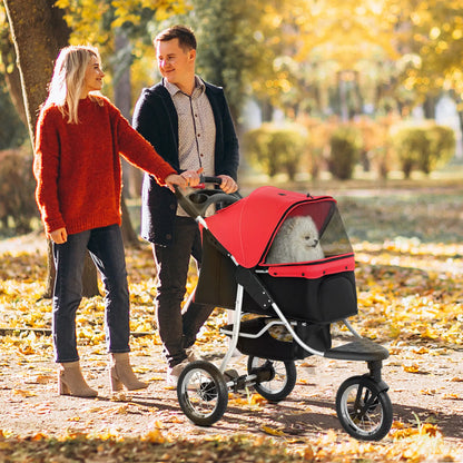 Lightweight Pet Stroller, 3-Rubber Wheels, Adjustable Canopy, Zippered Mesh, Red Dog Bike Trailers & Strollers at Gallery Canada