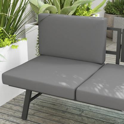 3-in-1 3-Seater Outdoor Sofa, Lounge Chair, Patio Loveseat with Table, Grey Patio Chairs at Gallery Canada