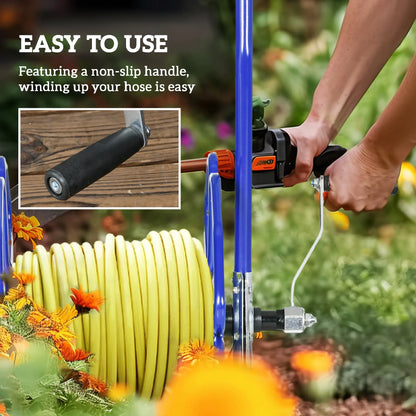 98 ft 5/8" Hose Reel Cart, Garden Water Hose Carts with Wheels, Blue Garden Accessories at Gallery Canada
