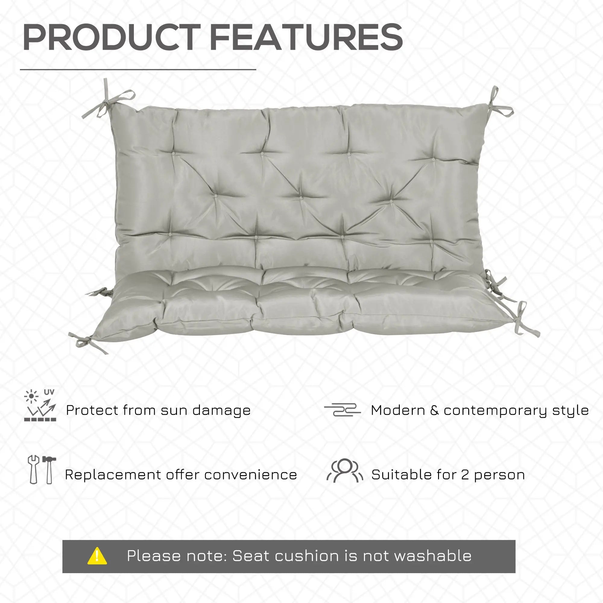 2-Seater Garden Bench Cushion, Swing Chair Mat Replacement, 39.4