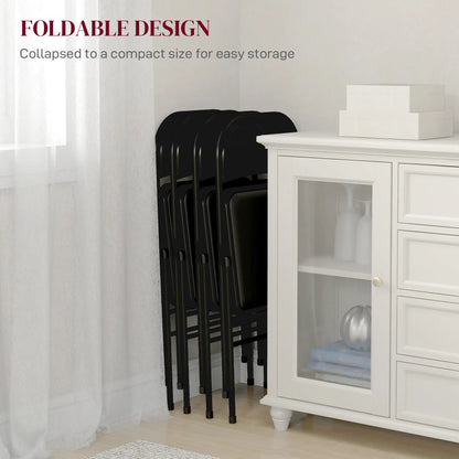 Set of 4 Metal Foldable Chairs, PU Leather Padded, Black Bar Stools at Gallery Canada