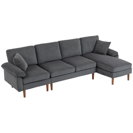 L-Shape Sofa, Modern Sectional Couch with Chaise, Dark Grey 3-Seater Sofas Dark Grey, Brown at Gallery Canada