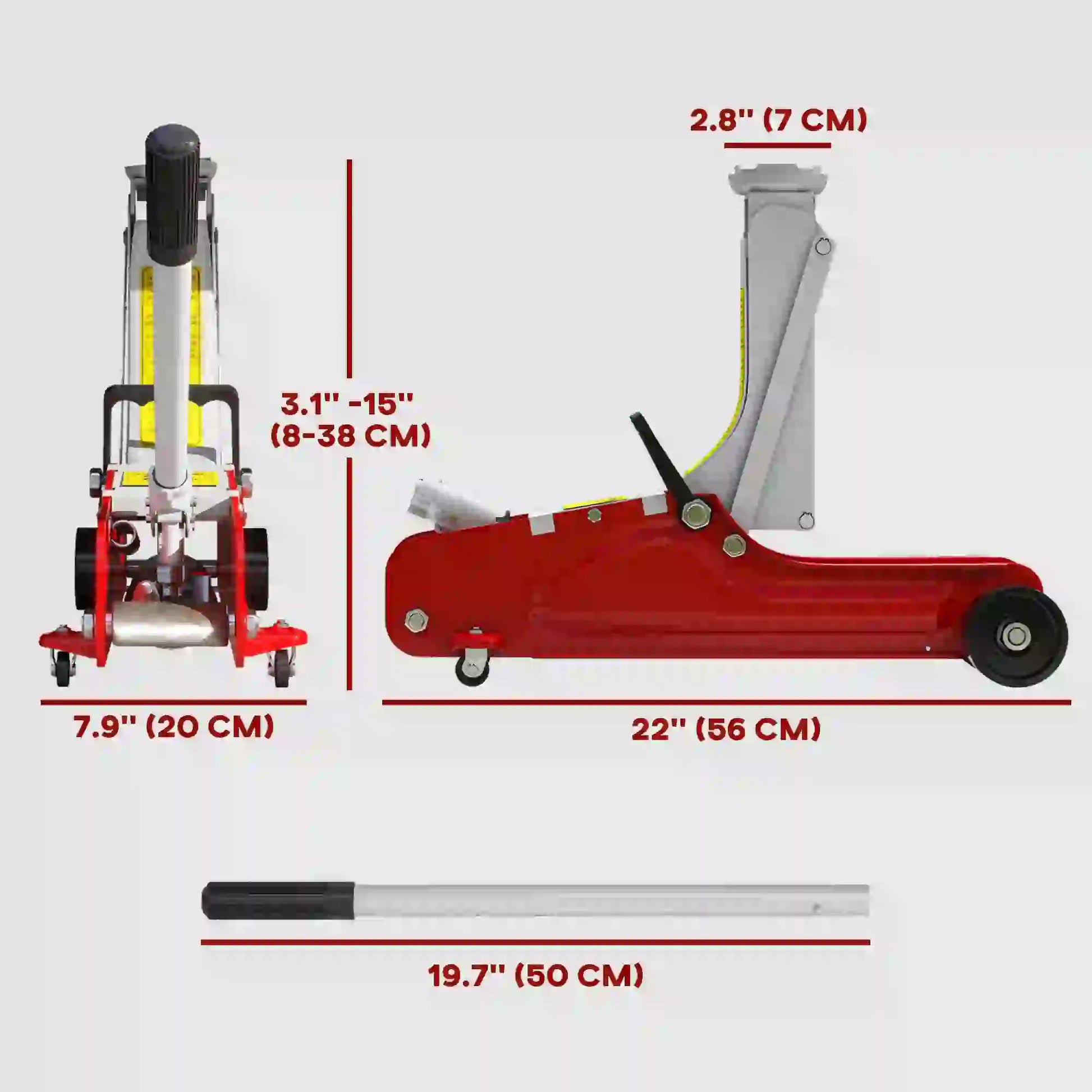 Hydraulic Racing Floor Jack, 3.1"-15" Lifting Range, 2.5 Ton, Red Automotive at Gallery Canada