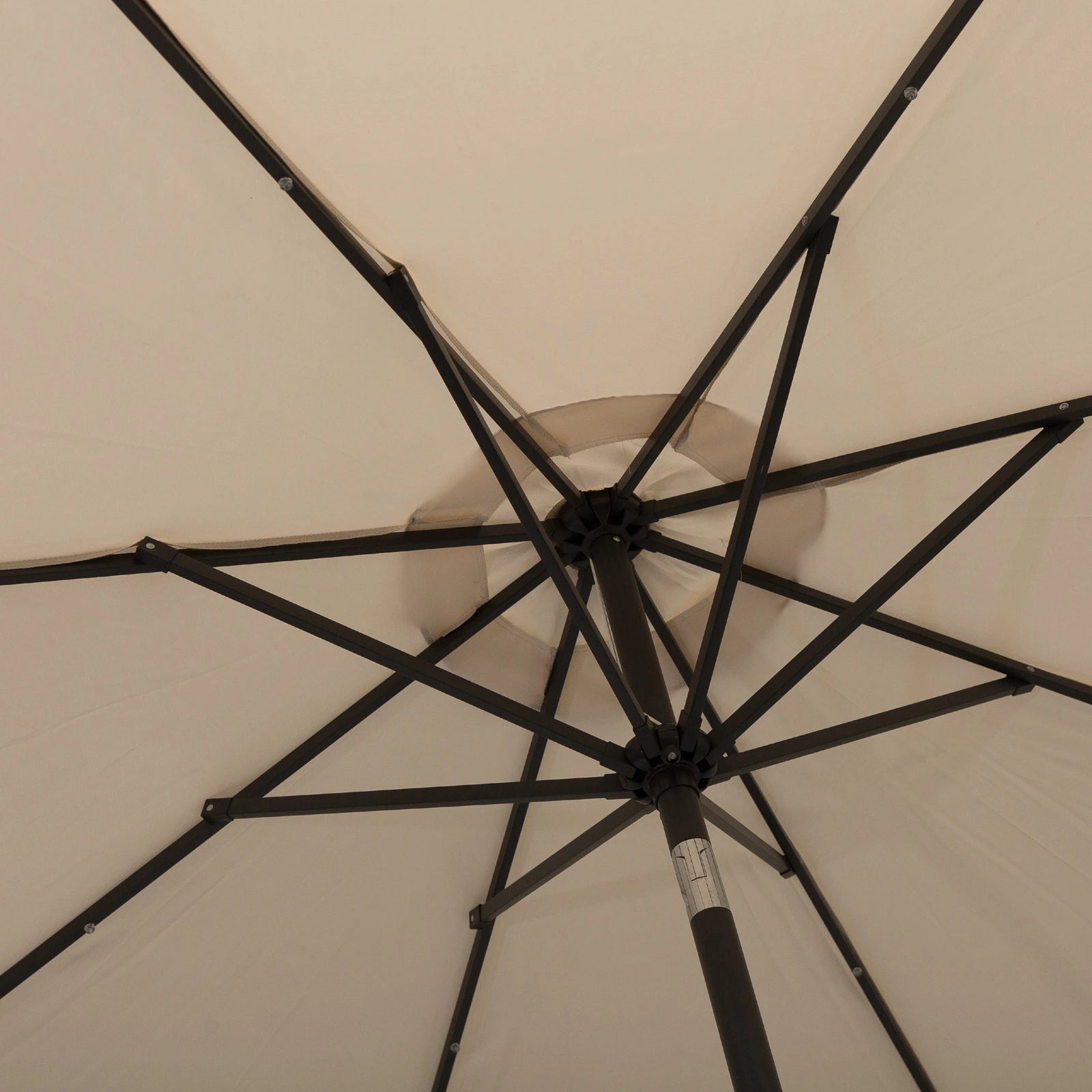8.8ft Solar Patio Umbrella, 24 LED Lights, Tilt Canopy, Cream Sun Umbrellas at Gallery Canada