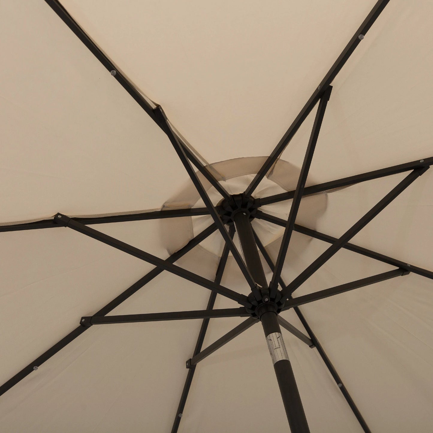 8.8ft Solar Patio Umbrella, 24 LED Lights, Tilt Canopy, Cream Sun Umbrellas at Gallery Canada
