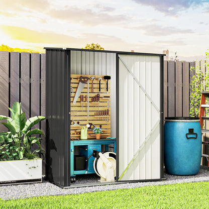 5' x 3' Outdoor Storage Shed, Steel Garden Shed, Lockable Door, Black Sheds at Gallery Canada