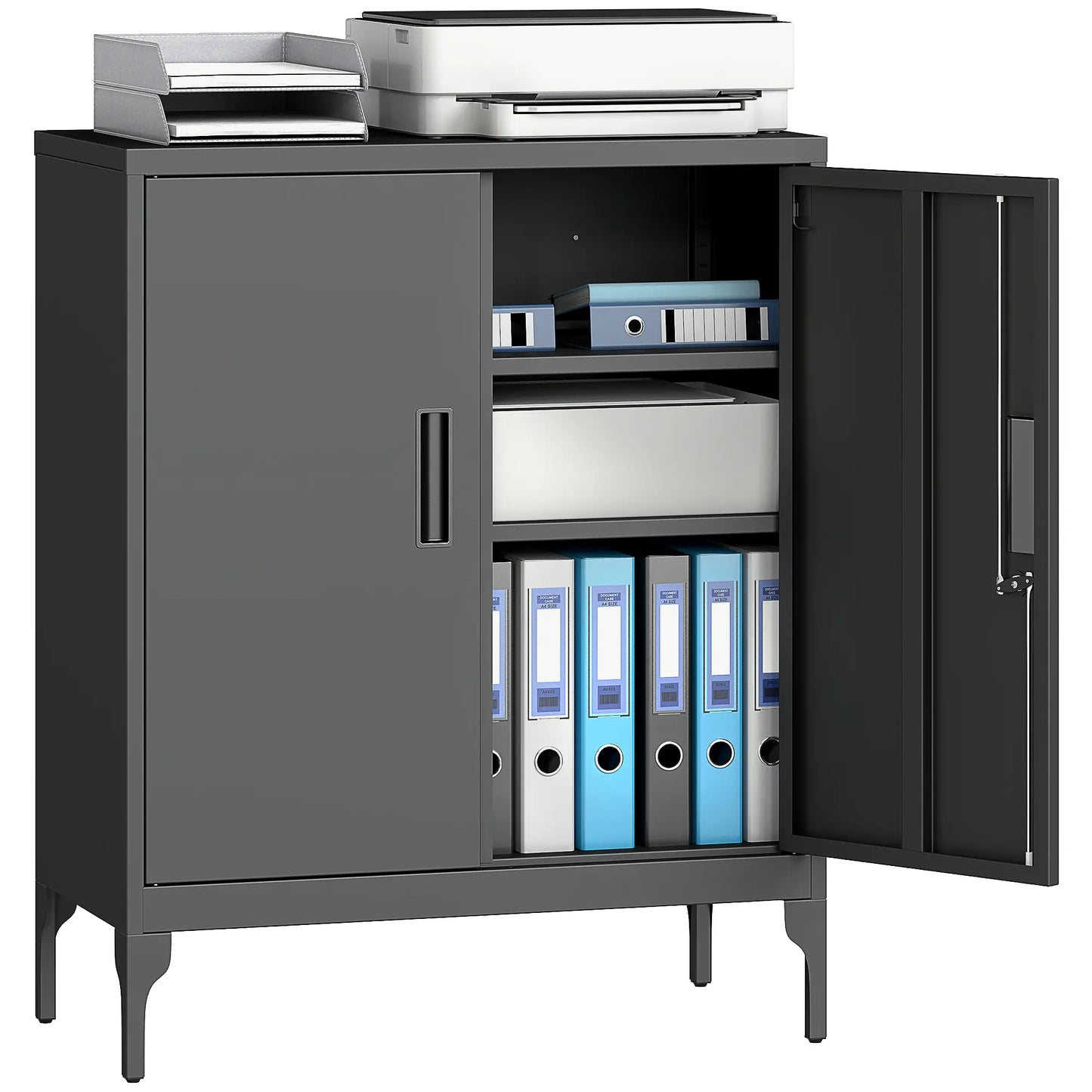 Office Storage Cabinet with Lock, Adjustable Shelves, Black Office Cabinets & Cupboards at Gallery Canada