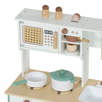 Wooden Play Kitchen Set, 19PCs, Ages 3-6, Green