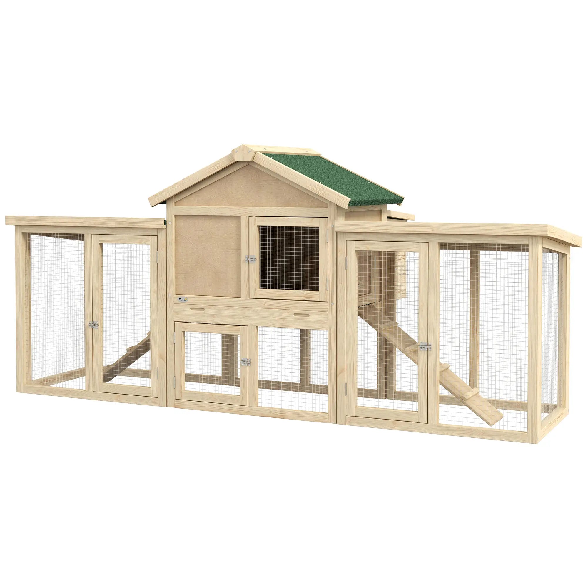 Wooden Chicken Coop, Large Rabbit Hutch with Nesting Box, Run, Ramp Chicken Coops Natural at Gallery Canada