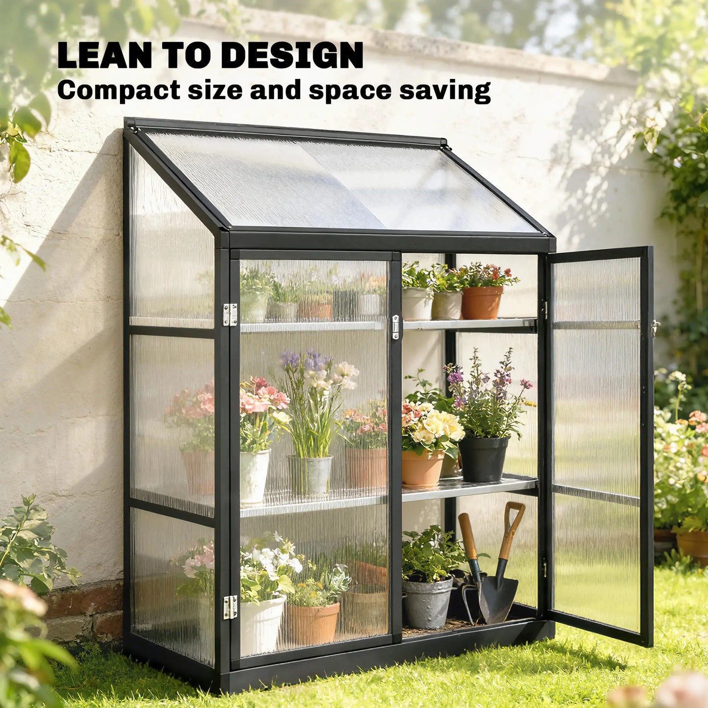 Polycarbonate Greenhouse With 2-Tier Shelves, Black Cold Frame Greenhouses at Gallery Canada