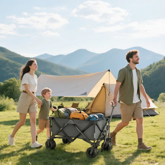 Folding Camping Trailer, Outdoor Pull Along, Anti-Slip Wheel, Dark Grey Bike Cargo Trailers Dark Grey at Gallery Canada