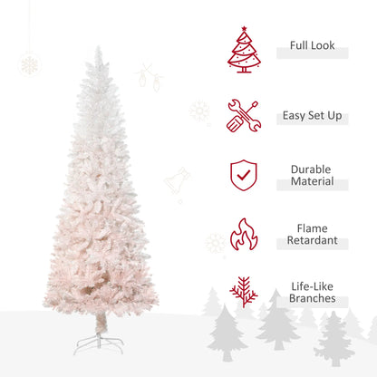 7ft Pencil Artificial Christmas Tree, Pine Realistic Branches, Auto Open, Pink White Pencil Christmas Trees at Gallery Canada