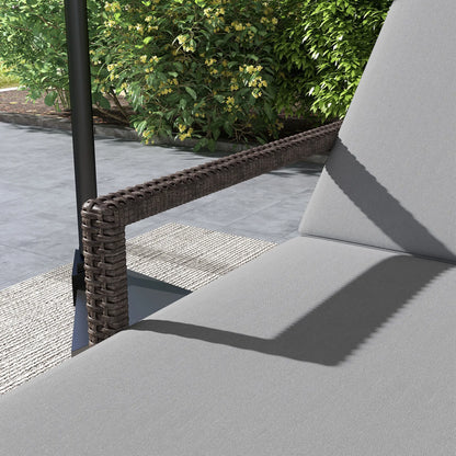 2 Piece Wicker Chaise Lounger, PE Rattan Outdoor Chair, Adjustable Backrest, 2 Wheels, Grey Chaise Loungers at Gallery Canada