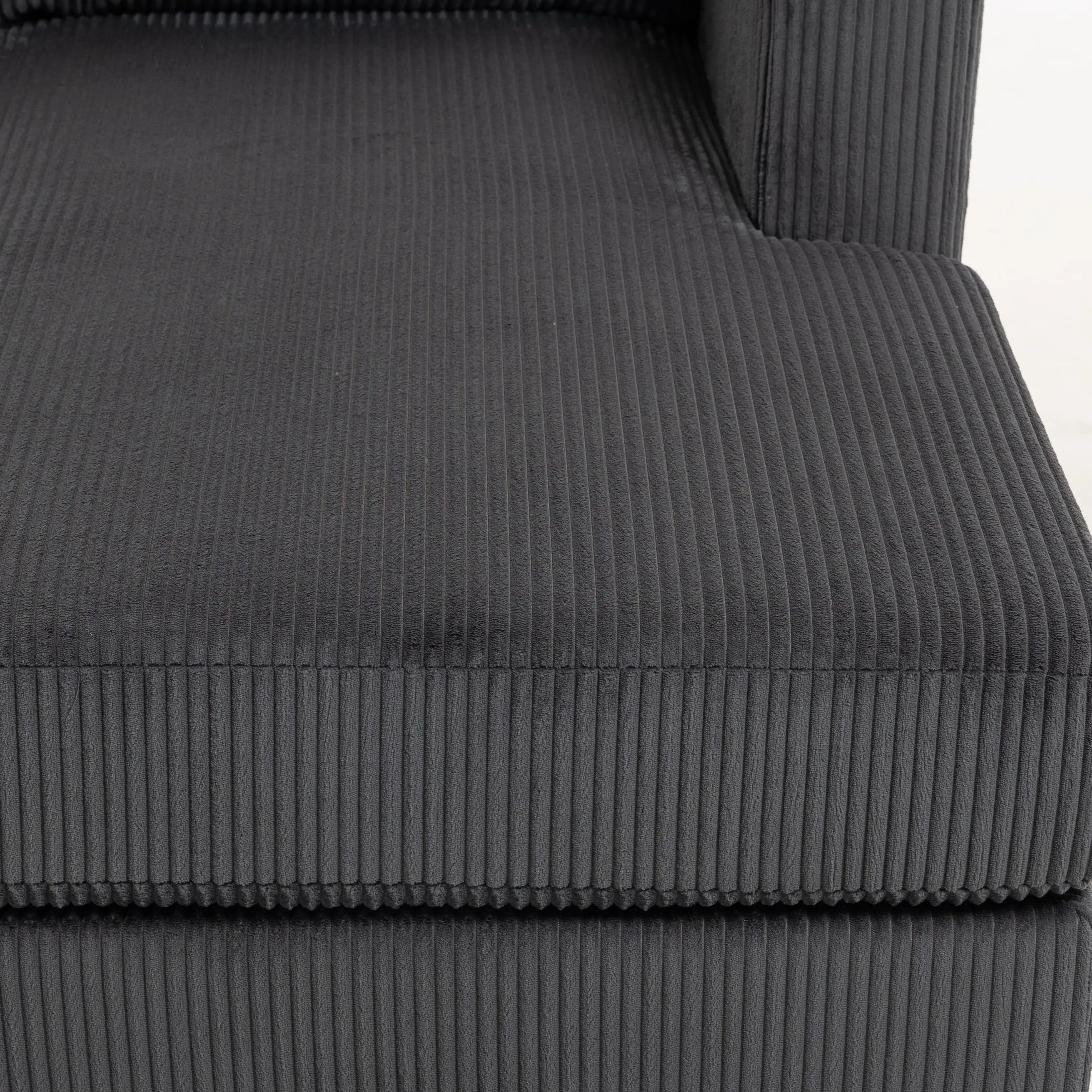 Modular Sectional Sofa, Oversized U-Shaped, Spring Cushion, Corduroy, Charcoal Grey 3-Seater Sofas at Gallery Canada