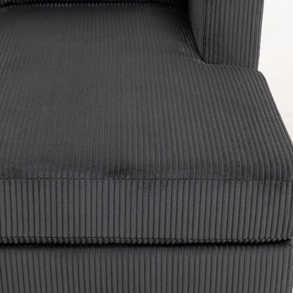 Modular Sectional Sofa, Oversized U-Shaped, Spring Cushion, Corduroy, Charcoal Grey 3-Seater Sofas at Gallery Canada