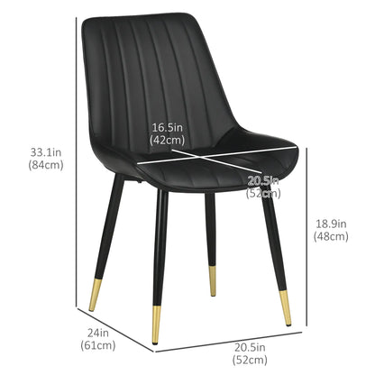 Modern Dining Chairs Set of 2, PU Leather Upholstery, Steel Legs, Black Bar Stools at Gallery Canada