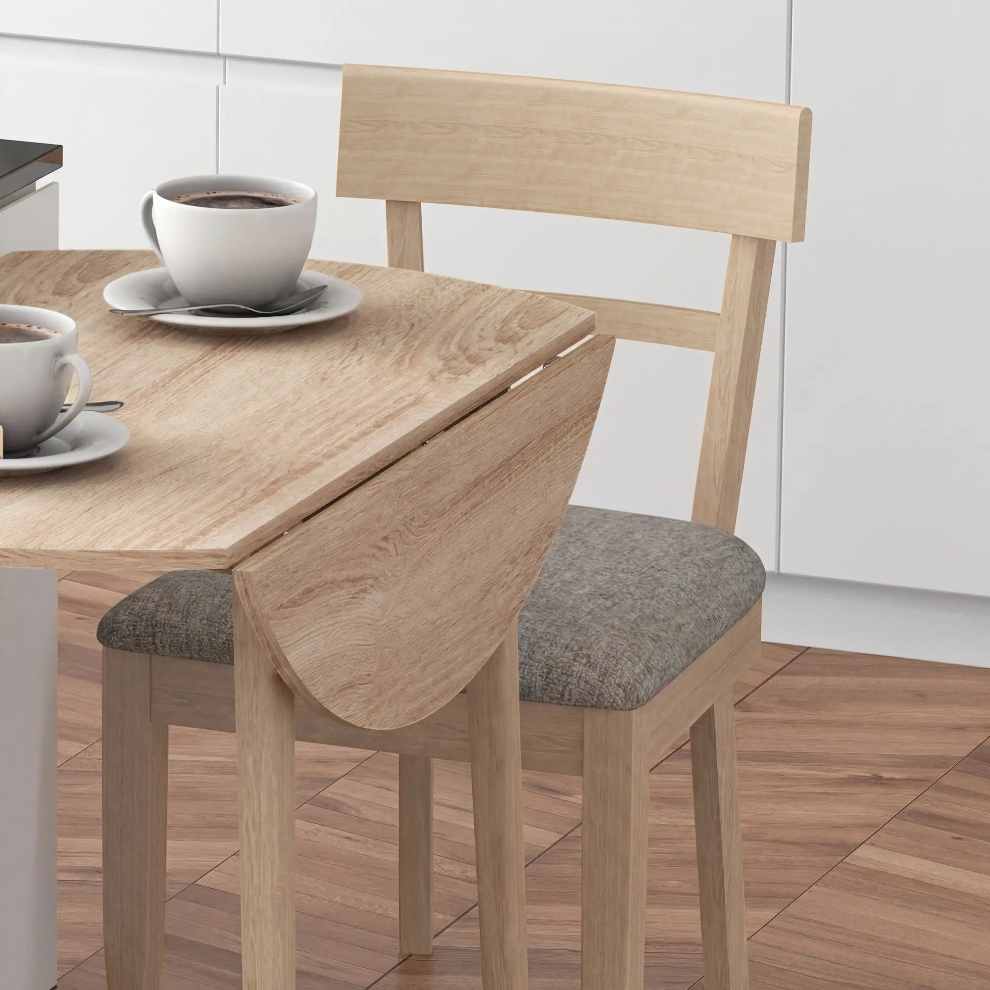 Round Folding Dining Table, Drop Leaf Kitchen Table, Wood Legs, Oak Dining Tables at Gallery Canada