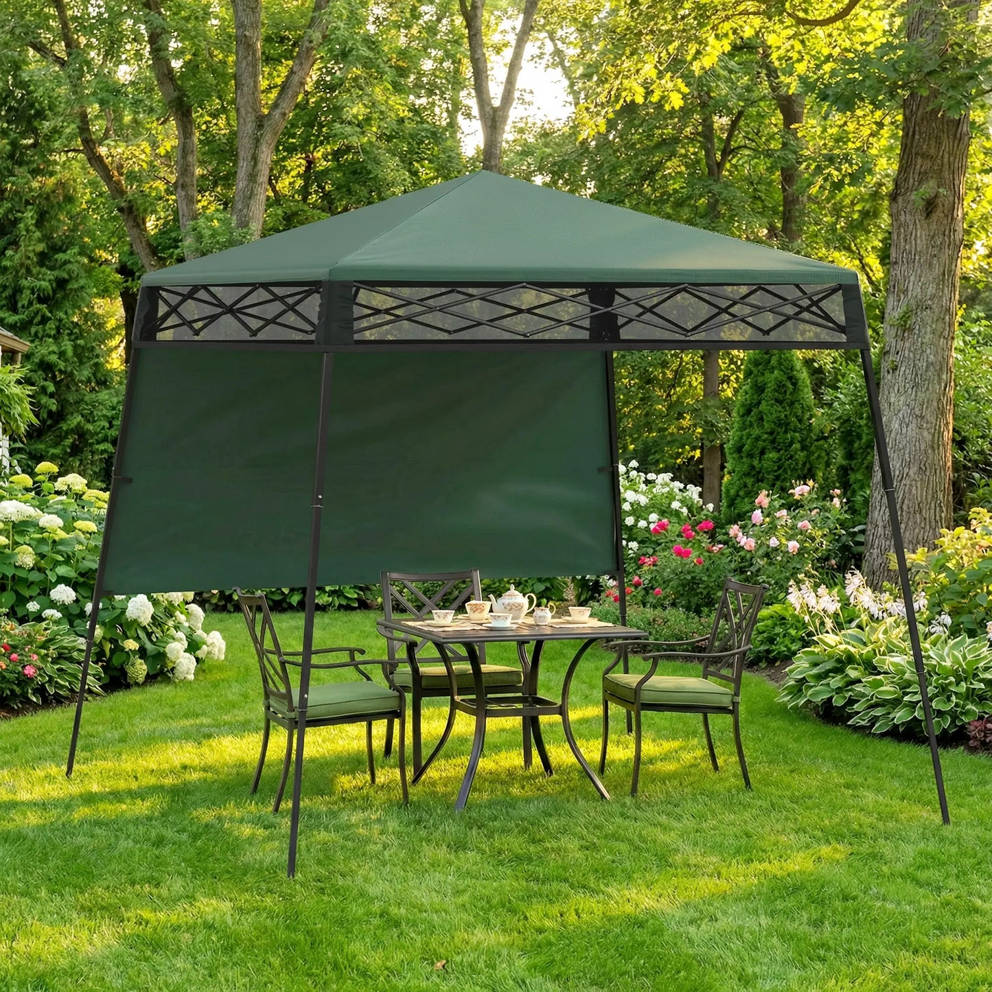 7' x 7' Pop Up Canopy Gazebo Tent, Adjustable Legs, Green Pop Up Canopies at Gallery Canada
