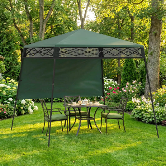 7' x 7' Pop Up Canopy Gazebo Tent, Adjustable Legs, Green Pop Up Canopies Green, Black at Gallery Canada