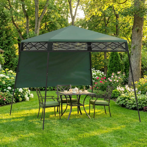 7' x 7' Pop Up Canopy Gazebo Tent, Adjustable Legs, Green