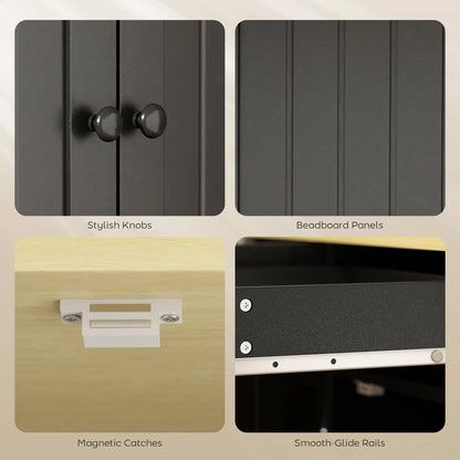 Kitchen Island Cart With Drop Leaf, Drawer, Rack, Black