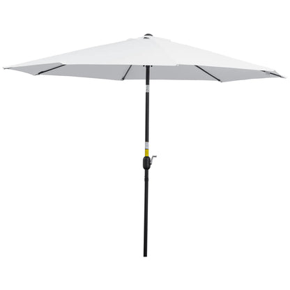 10' x 8' Round Patio Umbrella, Crank Handle, Tilt, White