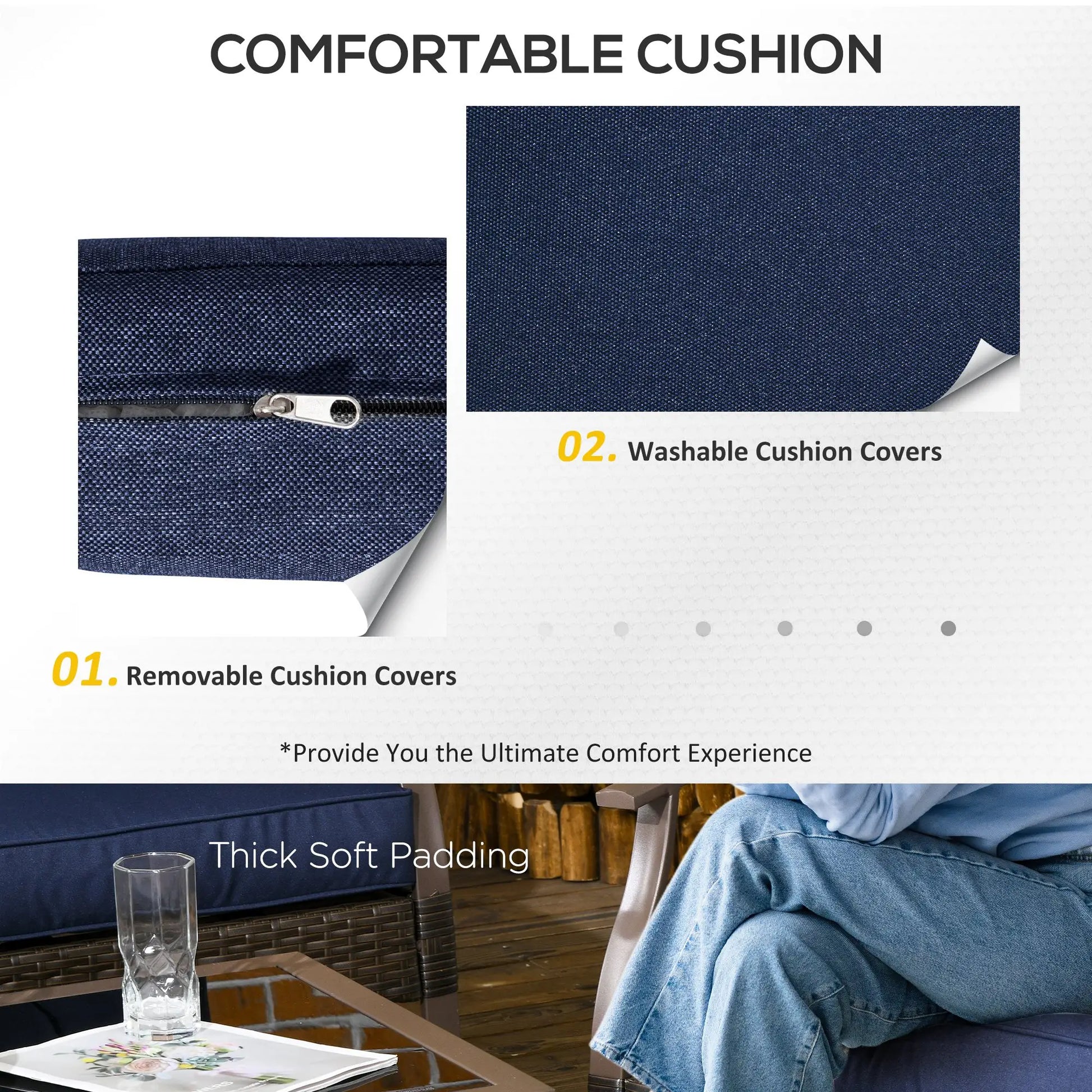 4 Pcs PE Rattan Wicker Sofa Set, Outdoor Conversation Furniture, Navy Blue Patio Furniture Sets at Gallery Canada