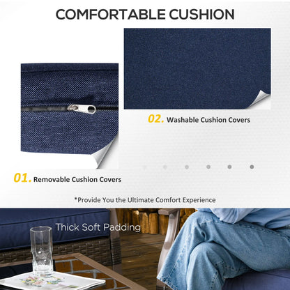 4 Pcs PE Rattan Wicker Sofa Set, Outdoor Conversation Furniture, Navy Blue Patio Furniture Sets at Gallery Canada