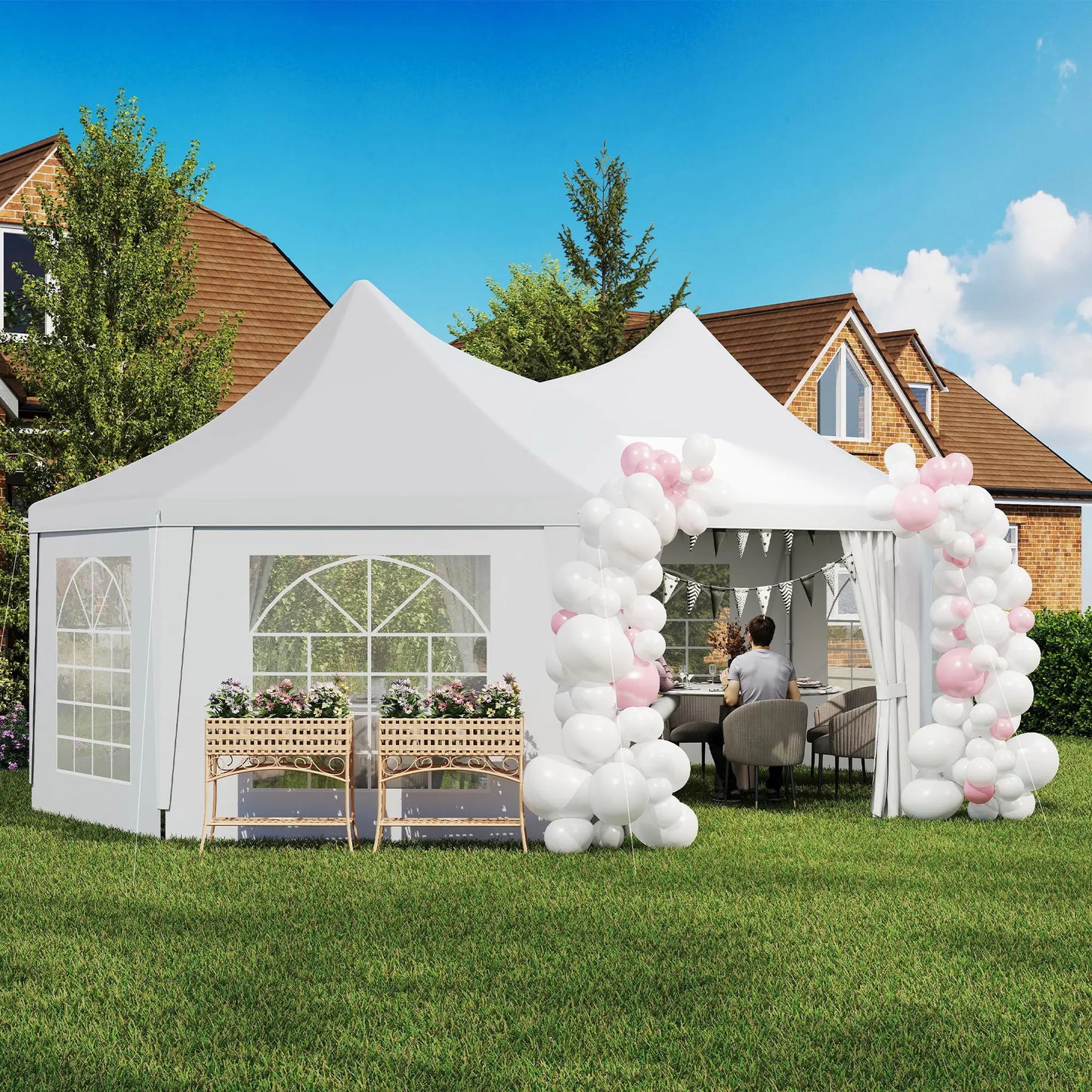 16' x 22' White High Peak Octagonal Wedding Tent, Removable Walls, White Canopy Tents at Gallery Canada