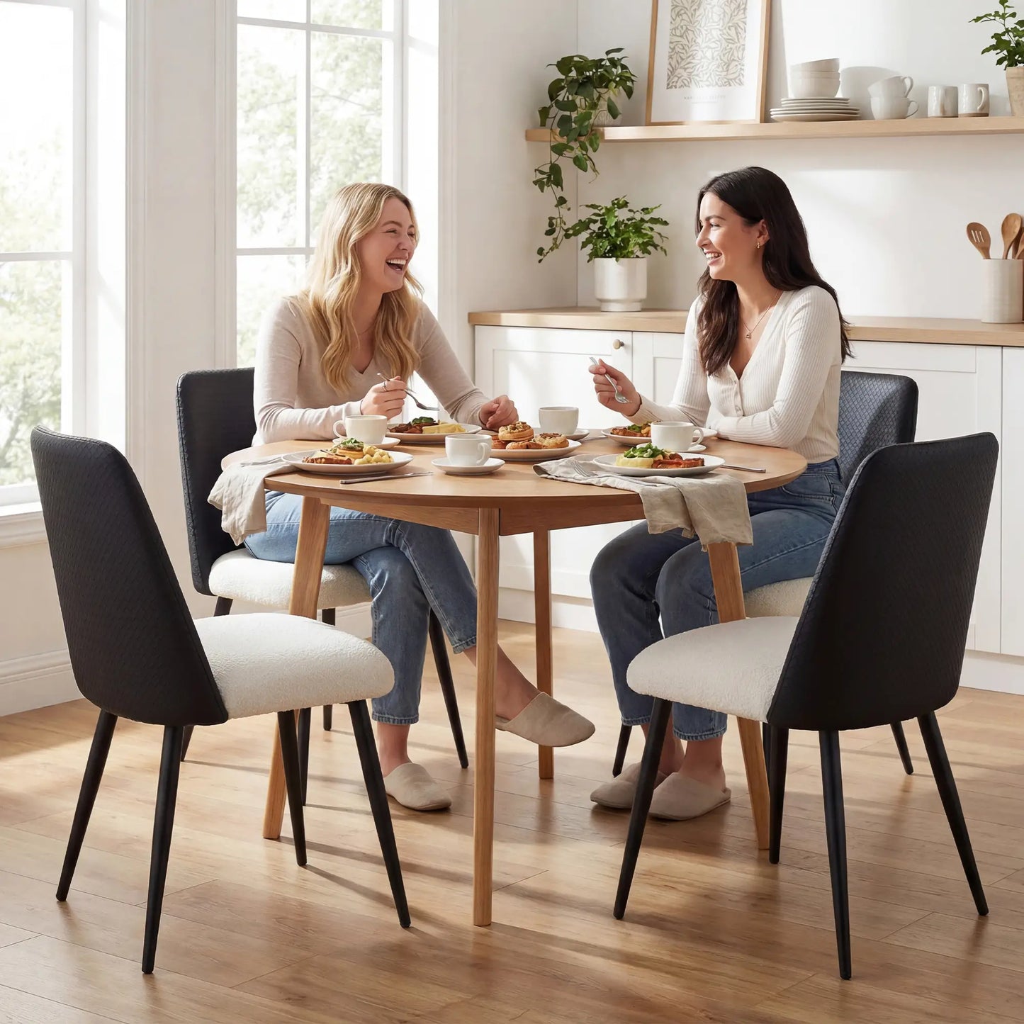 Upholstered Dining Chairs, Set Of 2, Steel Legs, Padded Seat, Black Dining Chairs at Gallery Canada