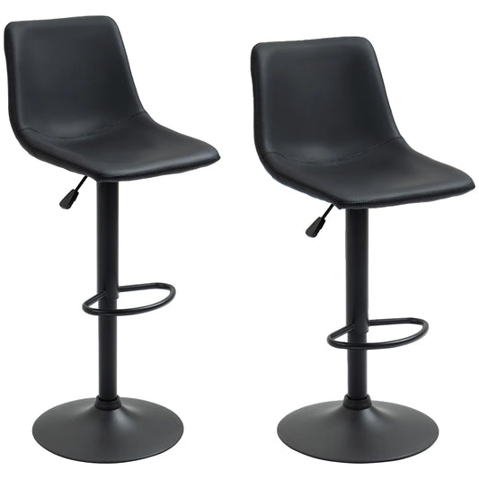 Adjustable Counter Height Bar Stools, Set of 2, 360° Swivel, Vintage Leather, Retro Grey, Grey Bar Stools Dark Grey at Gallery Canada