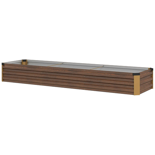 8'x2'x1' Galvanized Raised Bed, Elevated Planter Box, Dark Brown