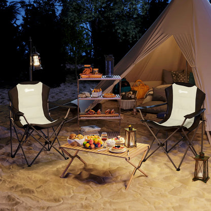 2 Pack Folding Camping Chairs, High Back w/ Cup Holder, Padded, Cream Picnic Tables & Camping Chairs at Gallery Canada