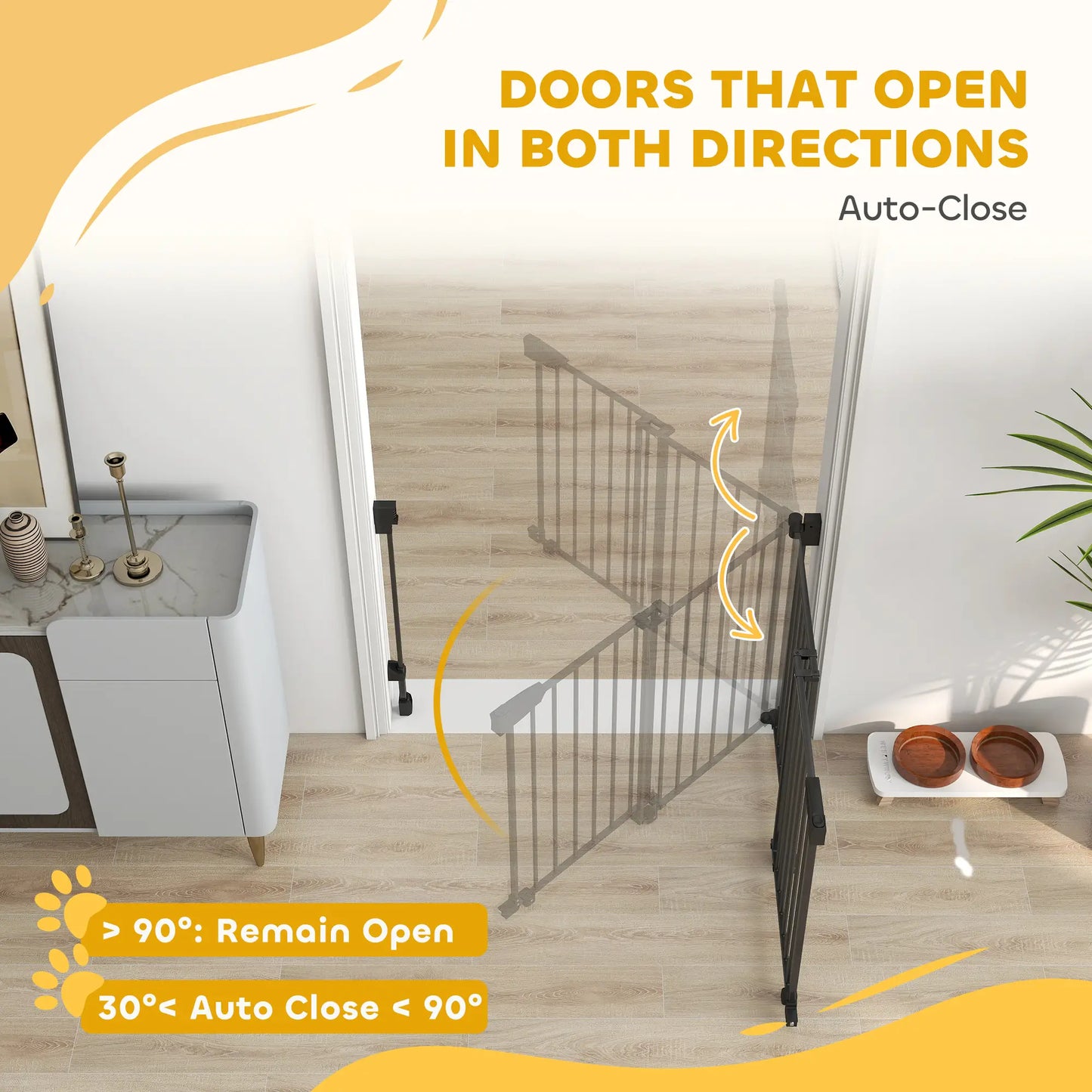 29"-44" Wide Pet Gate, 29" H, Auto-Close, Wall-Mounted Pet Gates at Gallery Canada