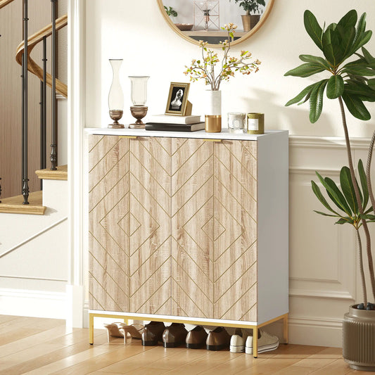 Shoe Storage Cabinet for 15 Pairs, Adjustable Shelves, White Shoe Storage Cabinets & Racks White, Oak at Gallery Canada