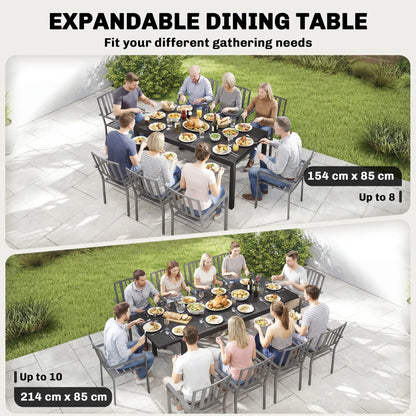 Expandable Aluminum Patio Dining Table, 84.3"-60.6", Adjustable Foot Pads Patio Dining Tables at Gallery Canada