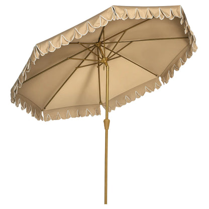 9 ft Outdoor Patio Umbrella, Push Button Tilt Crank, Khaki Patio Umbrellas at Gallery Canada