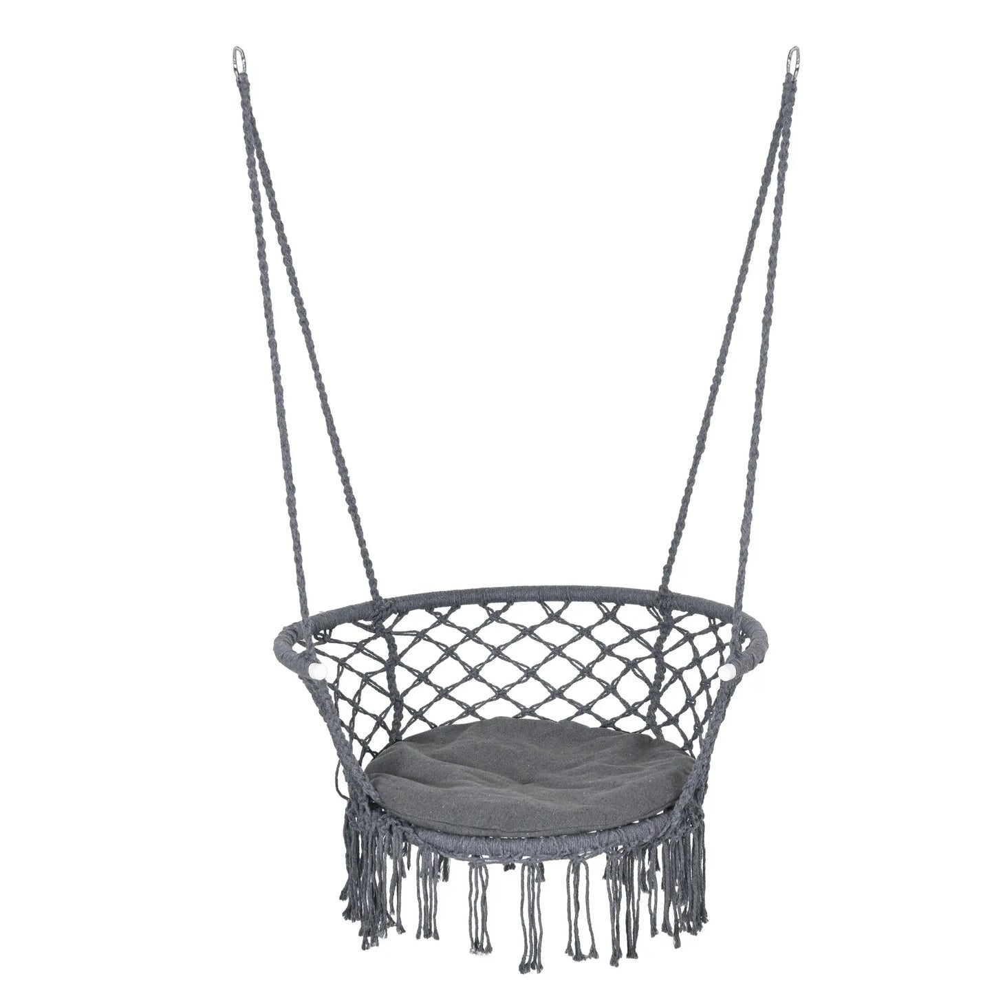 Hanging Hammock Chair, Cotton Rope with Metal Frame, Large, Dark Grey Hammock Swings Dark Grey at Gallery Canada