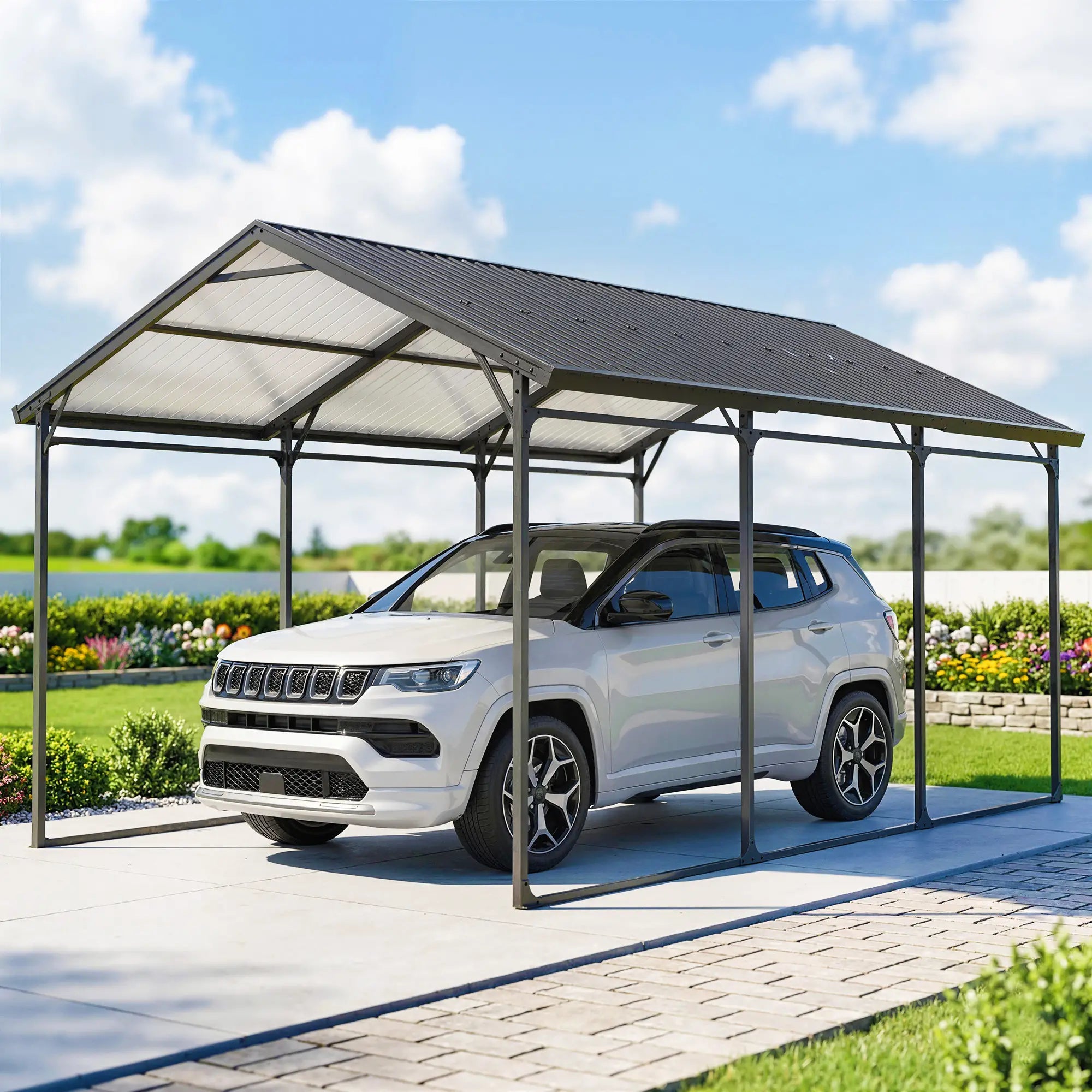 10 x 15ft Metal Carport, Heavy-Duty Canopy With Reinforced Steel Frame Car Shelters at Gallery Canada