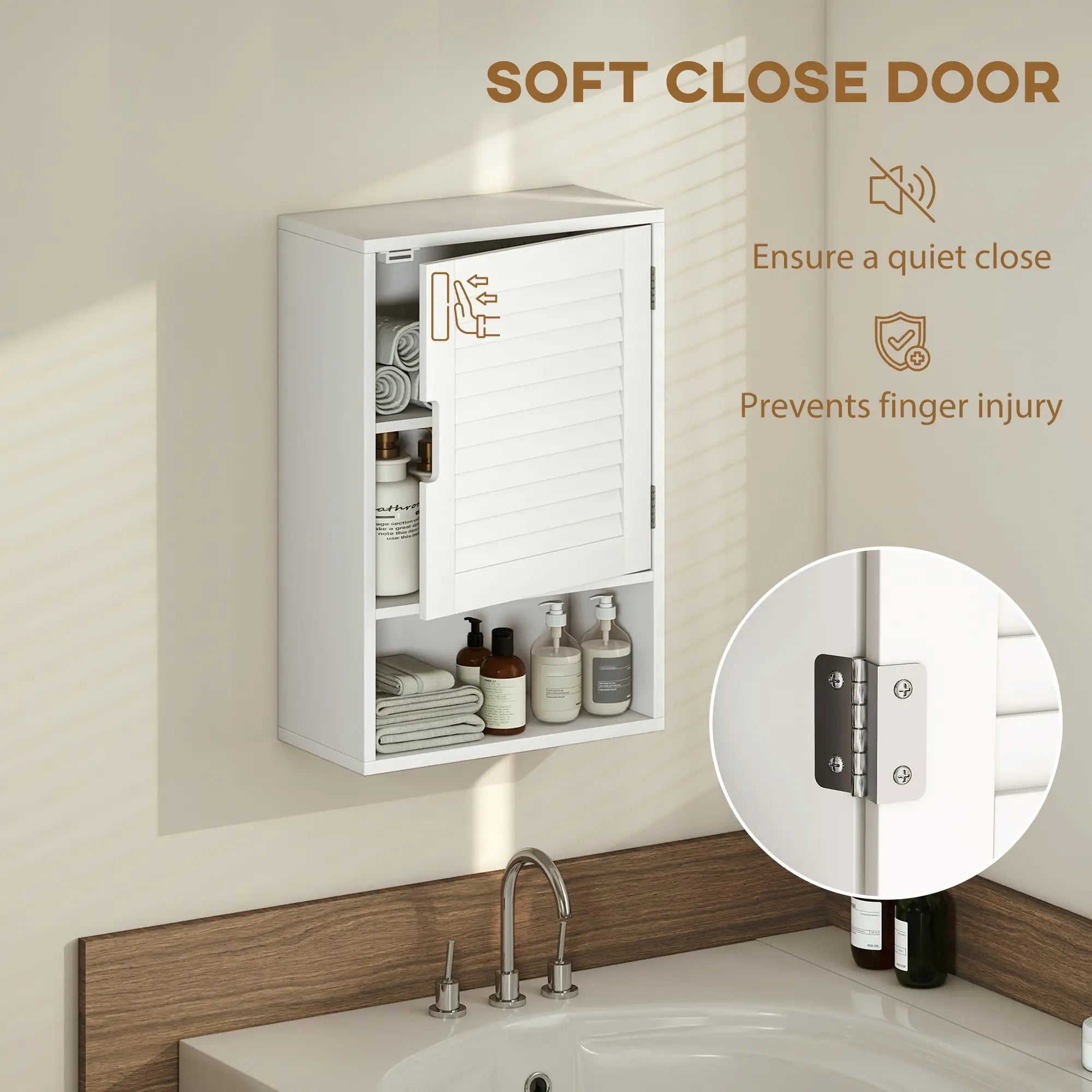 Wall Mounted Bathroom Cabinet, Adjustable Shelves, 40 x 20 x 60 cm, White Wall Mounted Cabinets at Gallery Canada