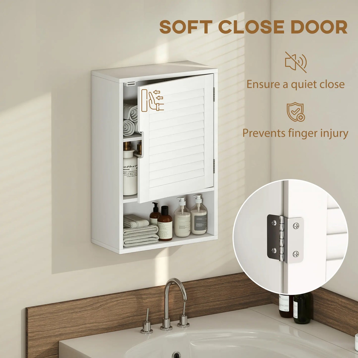 Wall Mounted Bathroom Cabinet, Adjustable Shelves, 40 x 20 x 60 cm, White Wall Mounted Cabinets at Gallery Canada