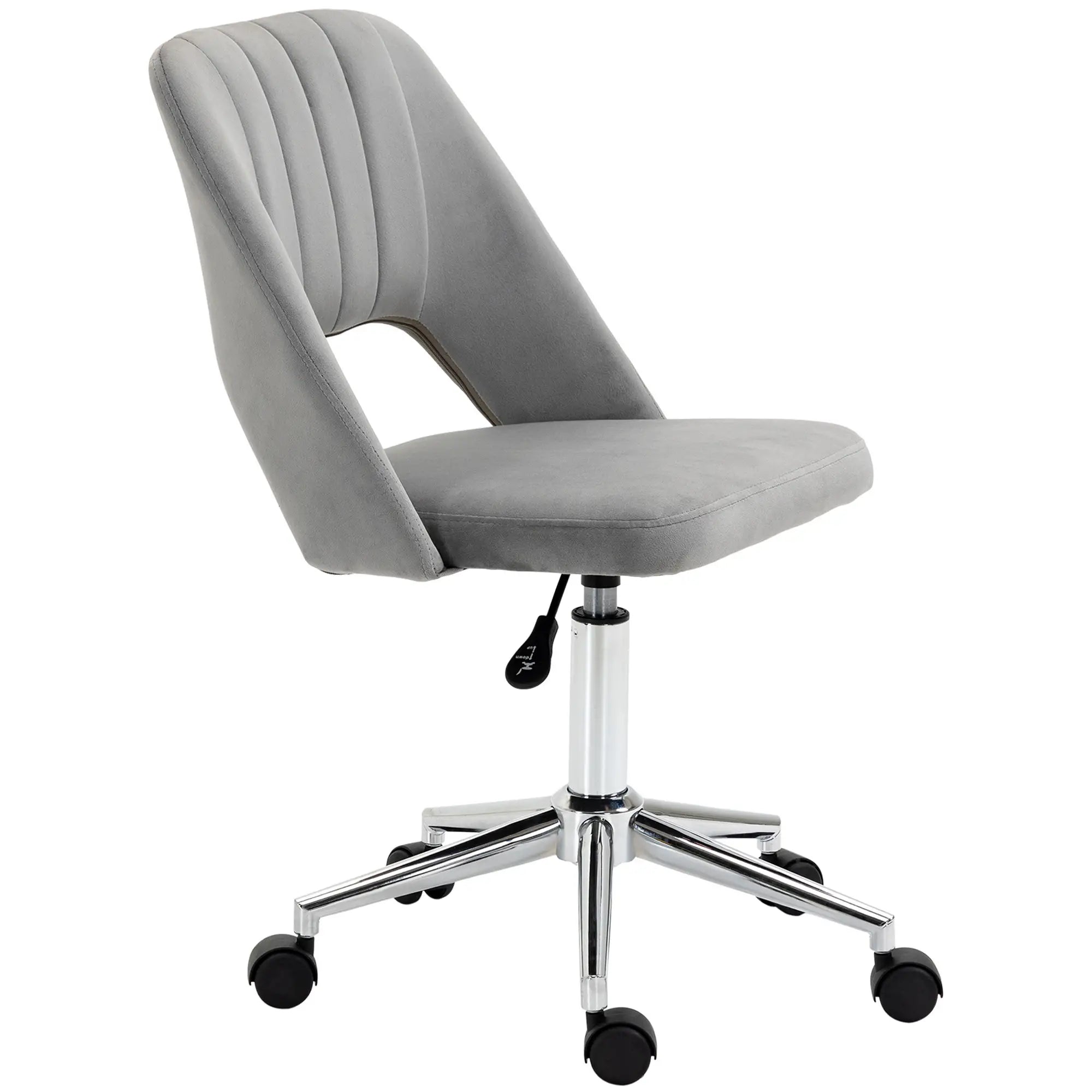 Velvet Swivel Office Chair, Scallop Back, Grey Task Chairs at Gallery Canada
