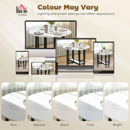 Folding Drop Leaf Table, White Marble, Open Shelf, Rolling Kitchen Table, White Dining Tables at Gallery Canada