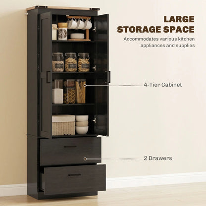 67" Tall Kitchen Pantry Cabinet With Doors, Drawers, Adjustable Shelves, Black Kitchen Pantry Cabinets at Gallery Canada