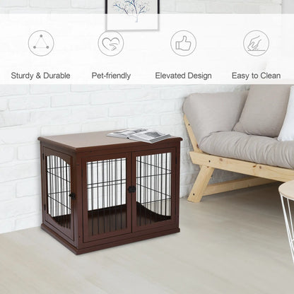 26" Wooden Dog Cage, Double Door, Modern Design, Brown Houses, Kennels & Pens at Gallery Canada