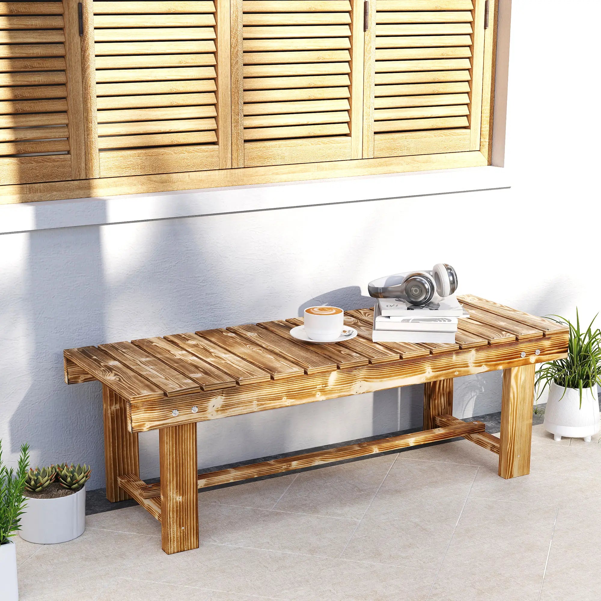 Outdoor Garden Bench, Backless Patio Stool, 43.25