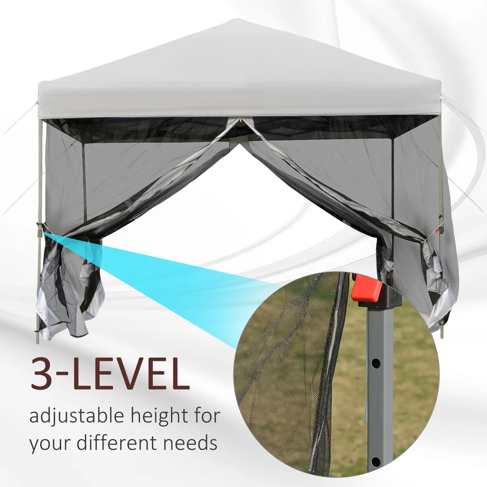 10' x 10' Pop-Up Canopy Tent, 3-Level Adjustable, Silver Pop Up Canopies at Gallery Canada