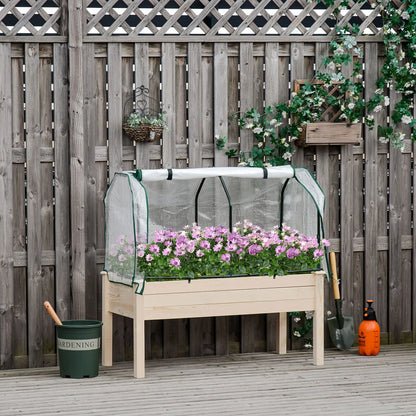 Raised Garden Bed With PE Cover, Elevated Wood Planter, 48 x 22 x 46 Inch, Natural Elevated Garden Beds at Gallery Canada